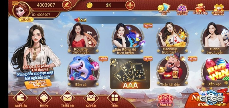 Nhà cái cf68 cùng trò chơi nổi bật