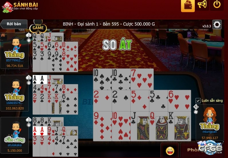 Bài binh xập xám là biến thể của game bài 52 lá