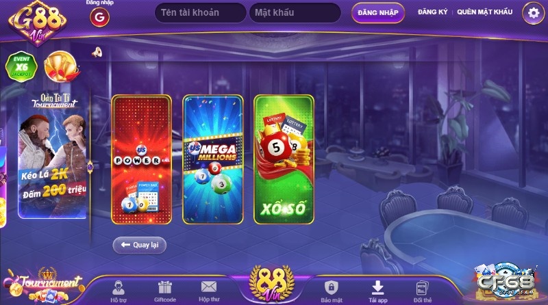 Sân chơi Gamvip mang đến cho cược thủ đa dạng loại hình xổ số