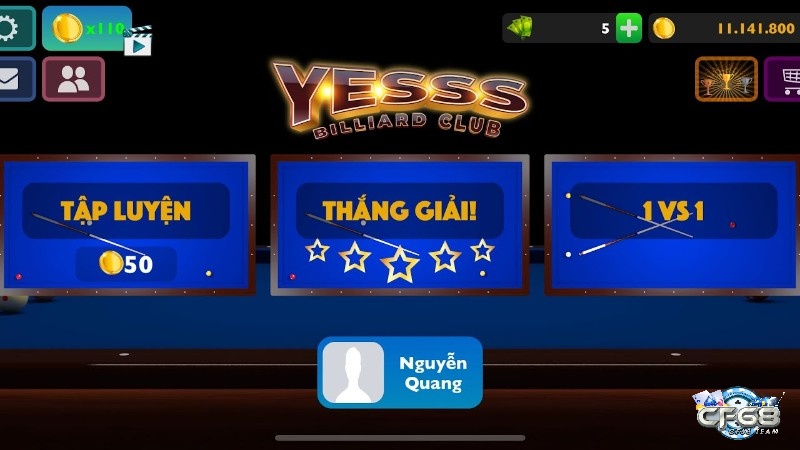 Yesss Billiard Club là một game bida 3 băng hấp dẫn