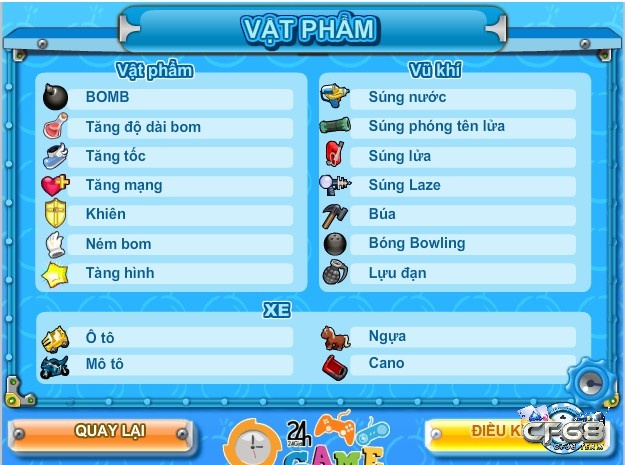 Bảng vật phẩm của Bom IT 3