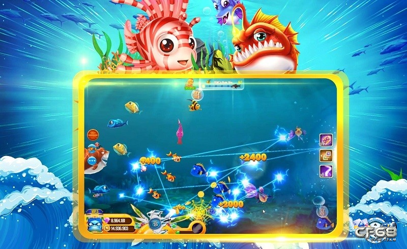 Game bắn cá online giải trí trực tuyến người chơi điều khiển súng bắn tiêu diệt các loại cá và sinh vật biển khác nhau nhận điểm thưởng hoặc tiền ảo