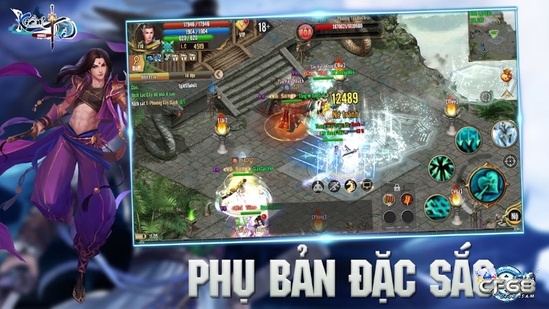 Người chơi tham gia trận chiến mãn nhãn với đồ họa 3D và combo kỹ năng trong Kiếm Thế Mobile