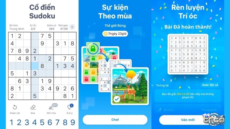 Sudoku.com phù hợp cho người muốn duy trì thói quen luyện não mỗi ngày với thời lượng ngắn nhưng đều đặn