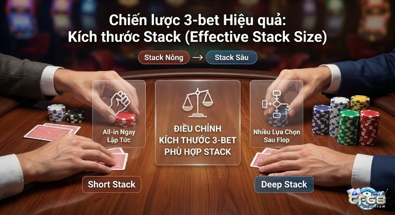 Hướng dẫn điều chỉnh kích thước 3-bet hiệu quả: đối phó với stack nông bằng all-in và stack sâu với nhiều lựa chọn sau flop