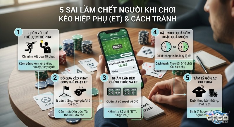 Tổng hợp 5 sai lầm phổ biến và cách tránh khi chơi kèo hiệp phụ (ET) là gì để quản lý rủi ro, tối ưu quyết định đặt cược