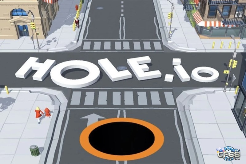 Hố đen trong Hole.io nuốt các vật thể trên bản đồ thành phố đông đúc